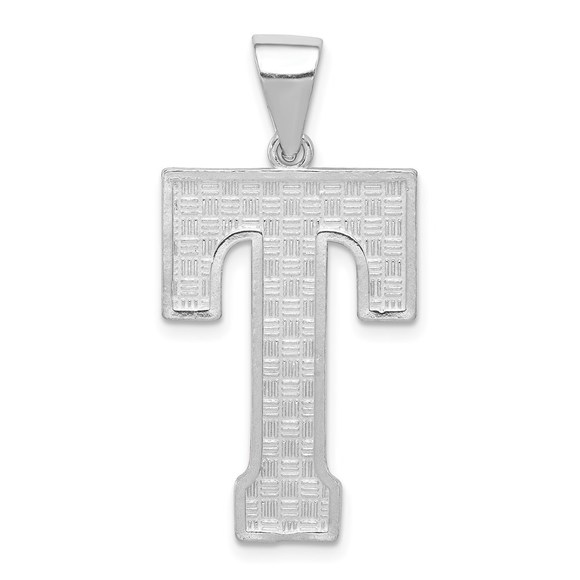 Sterling Silver Rhodium-plated Letter T Initial Pendant - Picture 1 of 4
